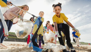 school beach clean